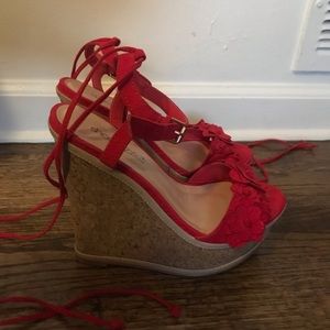 Red Platform Wedges - Show Dazzle